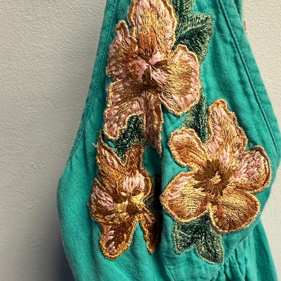 Free People Turquoise Dress with Floral Details - Picture 5 of 10